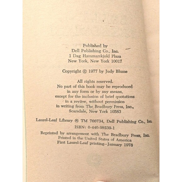 Starring Sally J. Freedman as Herself - Judy Blume 1978 PB, First Laurel Leaf - Picture 3 of 7